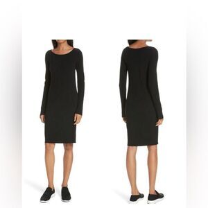 Vince Scoop Neck Ribbed Wool Blend Black Sweater Dress Size XS